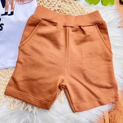 Conj. Regata Amigos Dogs e Bermuda - Branco e Ferrugem